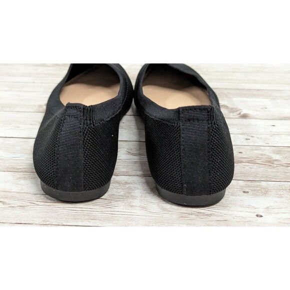 Womens Size 10 Black Mesh Knitted Comfort Pointed Toe Slip On Ballet Flat - Picture 6 of 10